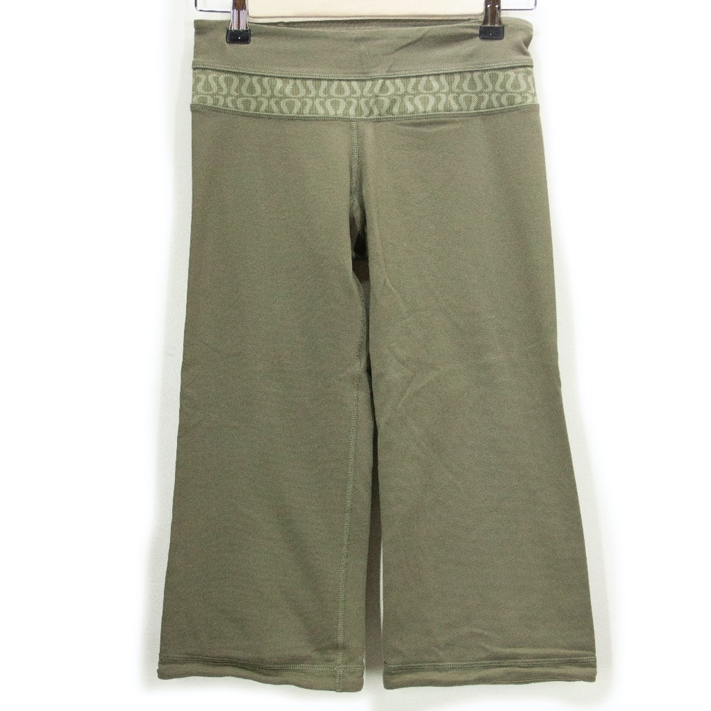 Lululemon Logo Waist Green Crop Leggings | Size 4